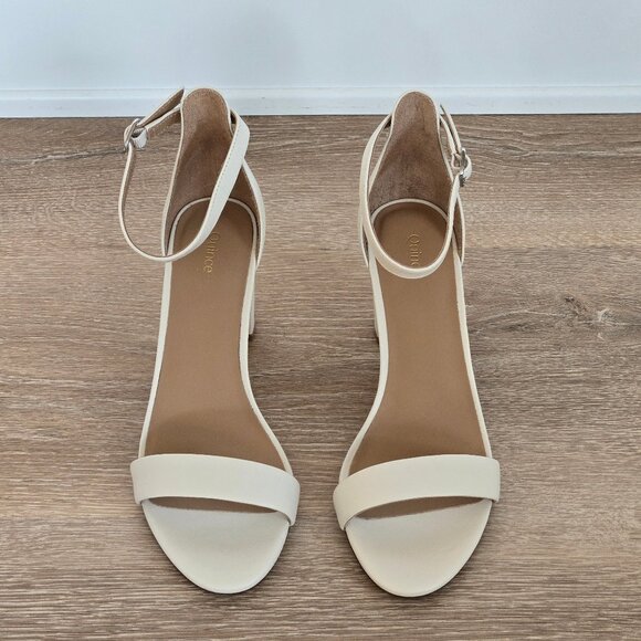 Quince Italian Leather 65mm Block Heel Bone Color Women’s Size 8 New with Box - Picture 5 of 15
